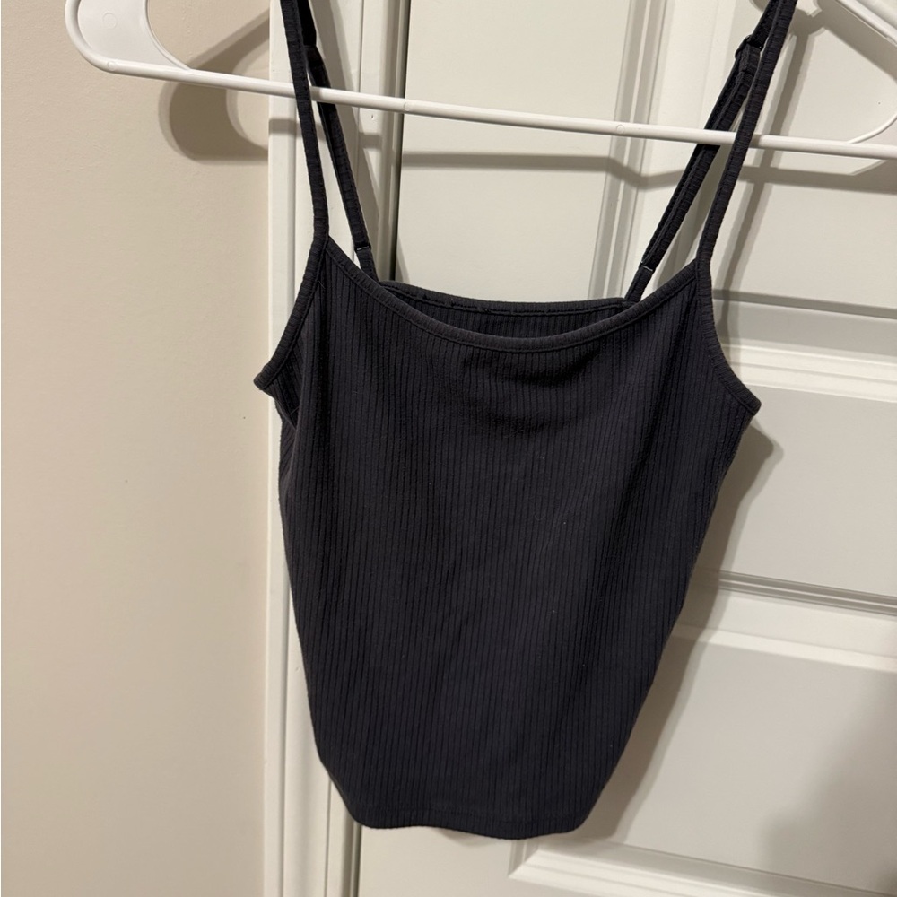 American Eagle Outfitters Charcoal Ribbed Tank Top